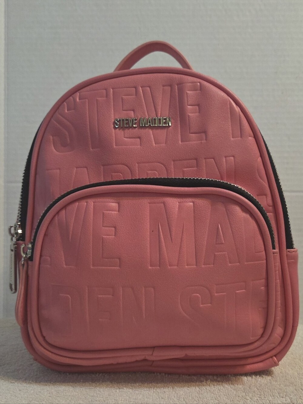 Steve Madden Coral Pink Embossed Mini Backpack